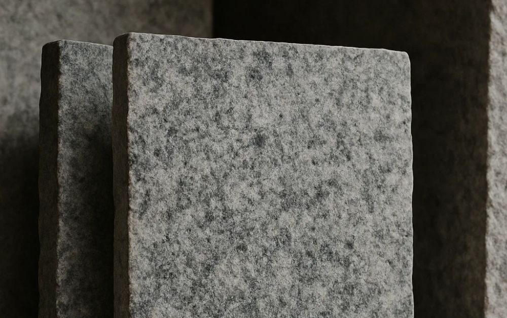 Granite bathroom with wooden cabinets
