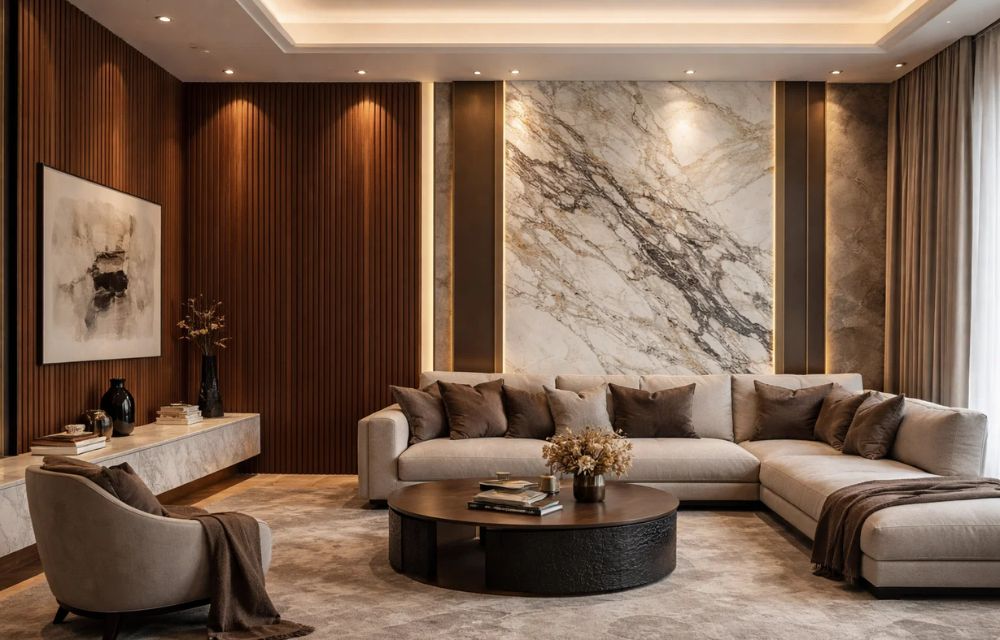 Brick Wall Cladding Paired with Natural Elements